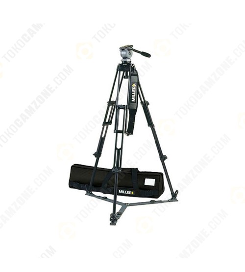 Miller DS-20 Aluminum Tripod System - consists of: DS-20 Fluid Head, DS 2-Stage Tripod, On-Ground Spreader and Softcase - Supports 20 lbs